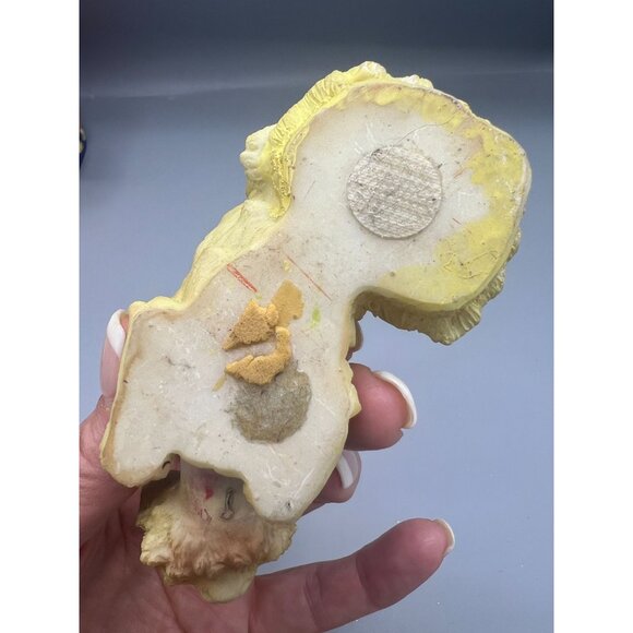 Rare VTG Yellow Cat Figurine Bobble Head With Bow Accent 4.5" Long Hand Painted - Picture 5 of 15